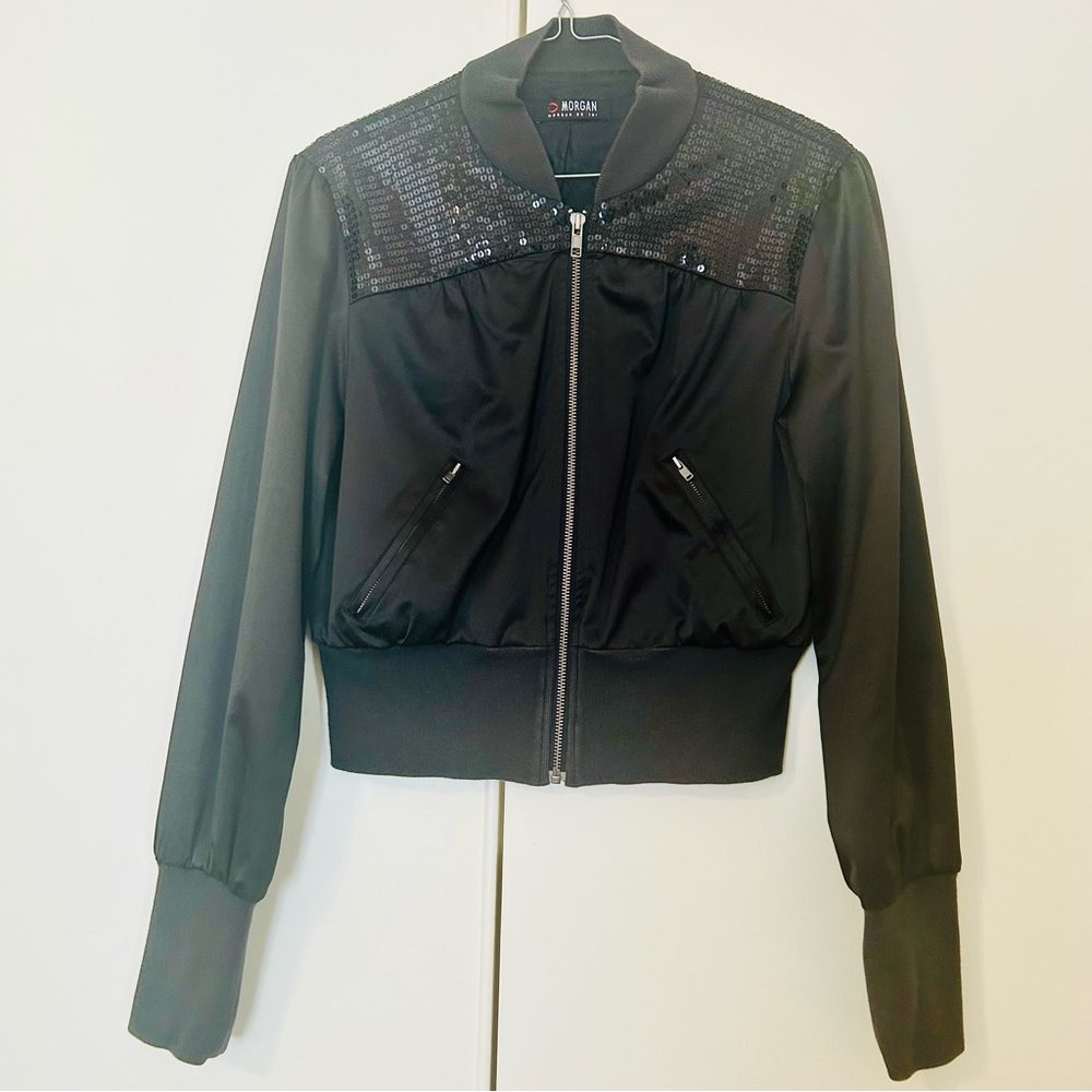 Morgan de Toi Black Sequin Jacket‎ – Size Small - Picture 3 of 13